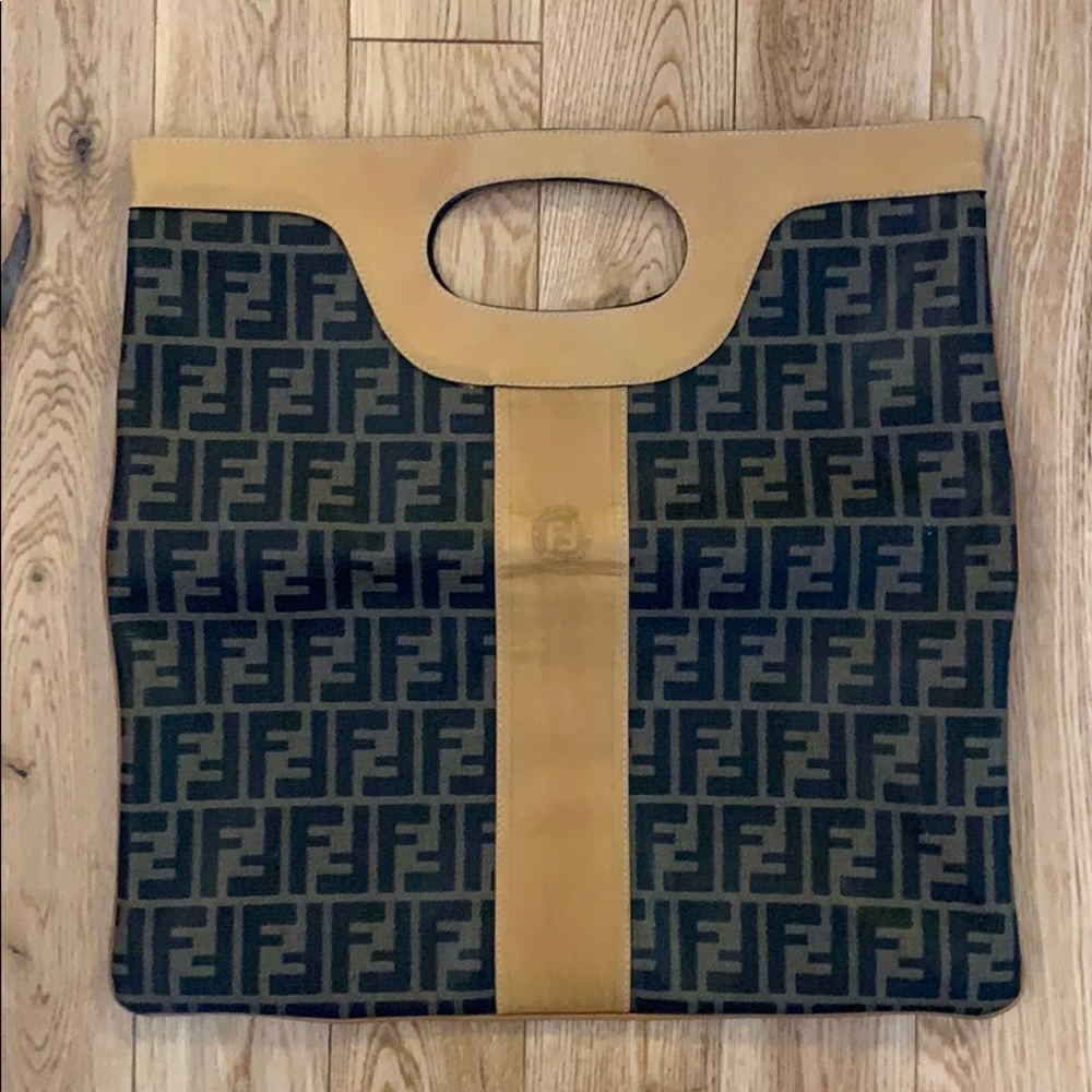 VINTAGE FENDI FOLD OVER ZUCCA TOTE / CLUTCH